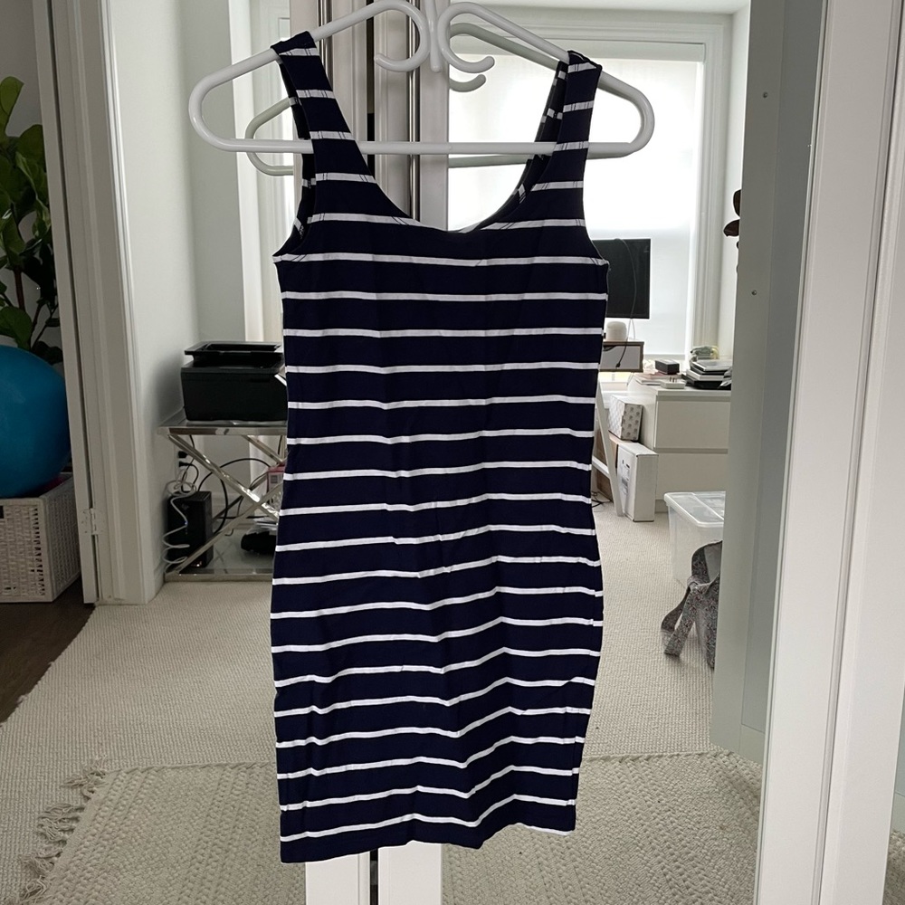 H&M Navy and White Striped Body Con Dress